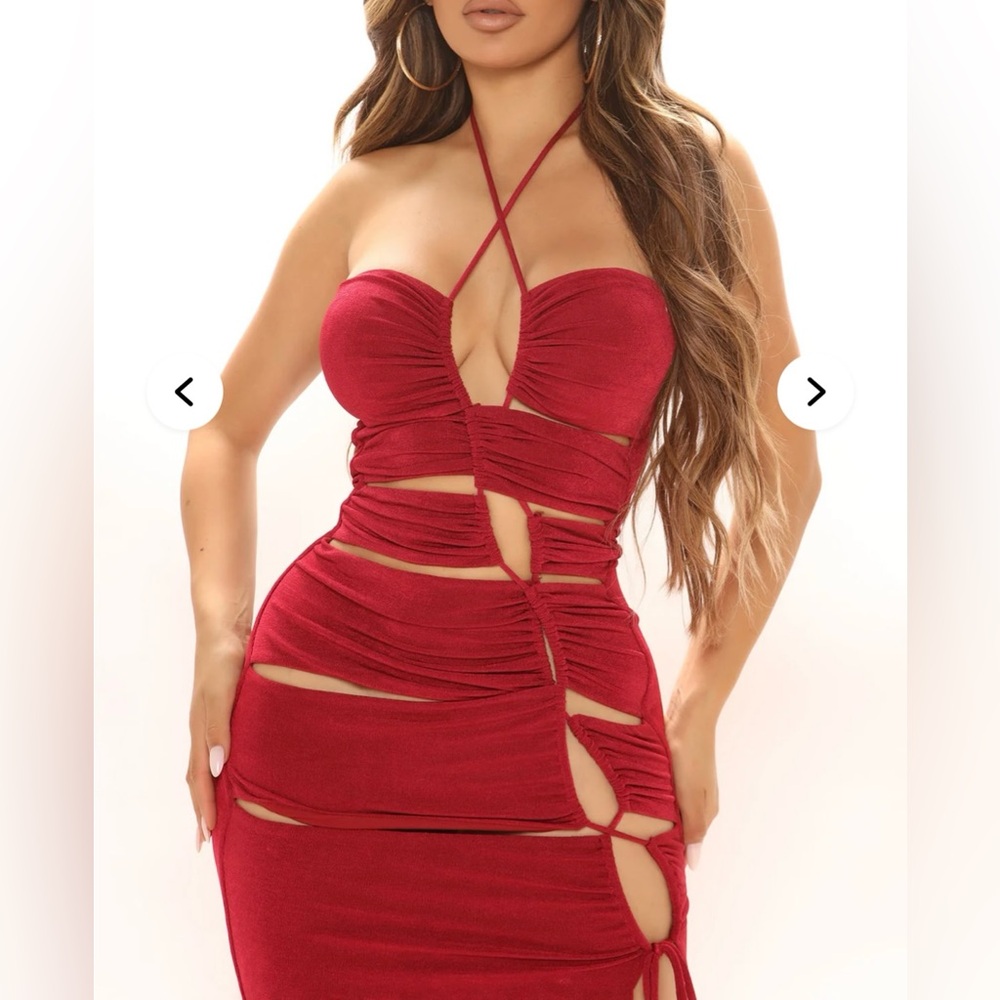 Elegant Wine Cut-Out Dress